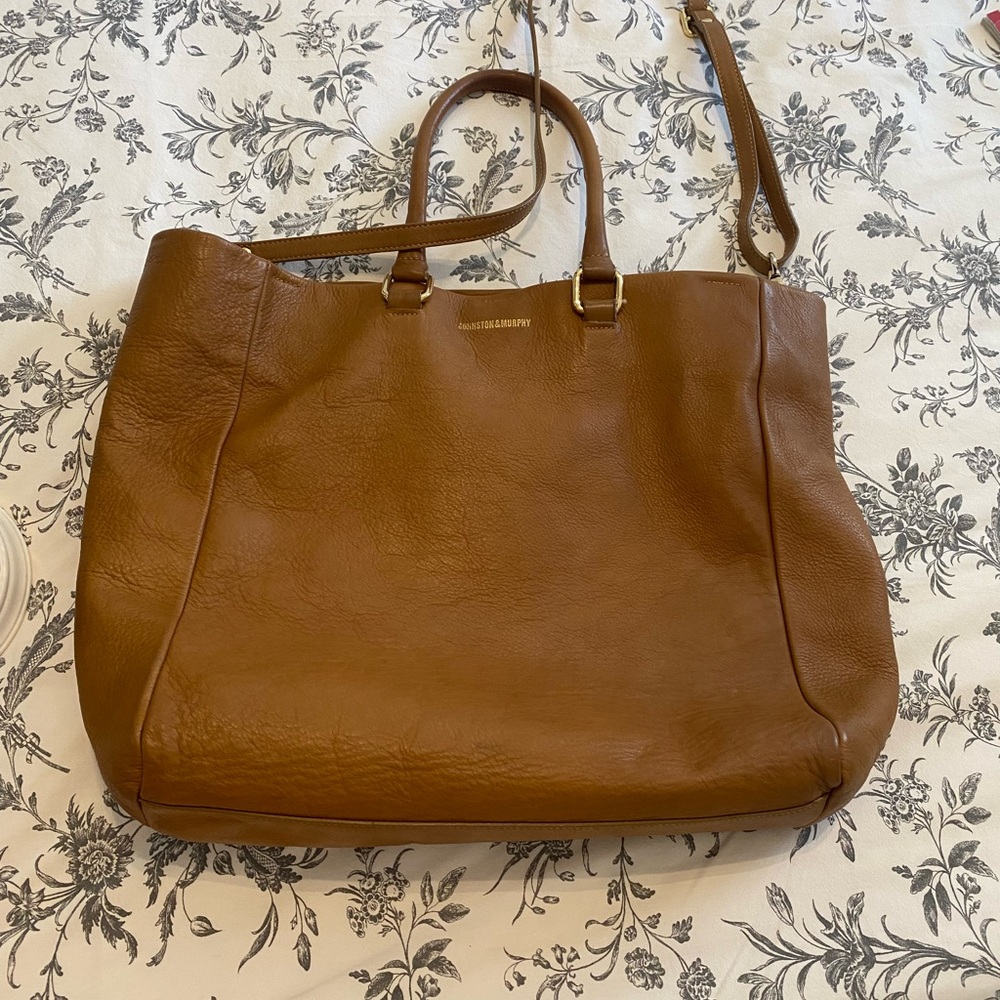 Johnston & Murphy Tan Leather Shoulder Tote